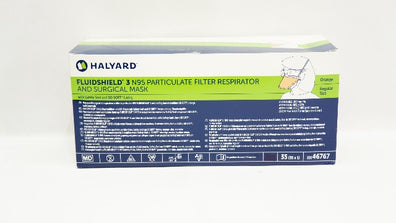 Halyard 46767 FLUIDSHIELD 3 N95 Filter Respirator & Surgical Mask - Box of 35